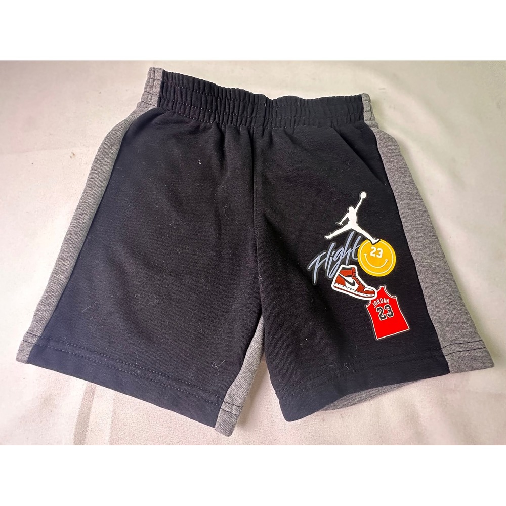 Jordan Flight Boys Fleece Shorts Size 4 XS Black Grey Graphic‎ Jumpman Toddler